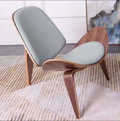 Hotel Leisure Bentwood Lounge Chair Lobby Fabric Leather Wooden Shell Chair