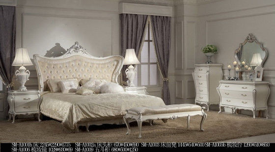 Italian Style Luxury European Bedroom Furniture Set Hand Carved Velvet Royal Double Bed