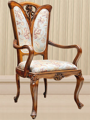 Chenille Fabric Antique Wooden Throne Chair French Style For Wedding Banquet