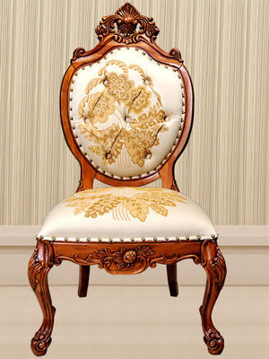 Chenille Fabric Antique Wooden Throne Chair French Style For Wedding Banquet