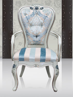 Chenille Fabric Antique Wooden Throne Chair French Style For Wedding Banquet
