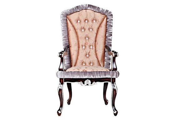 Crystal Buttoning Antique Wooden Throne Chair Retro Imitation Wood Frame Leather Chair