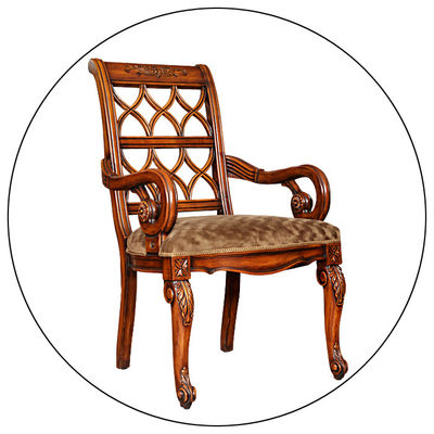 French Antique Wooden Throne Chair Oak Wood Frame Upholstered Farmhouse Chairs