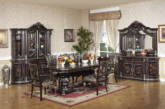 Euro Luxury Wood Dining Room Sets 10 People Big Size Fancy Kitchen Table