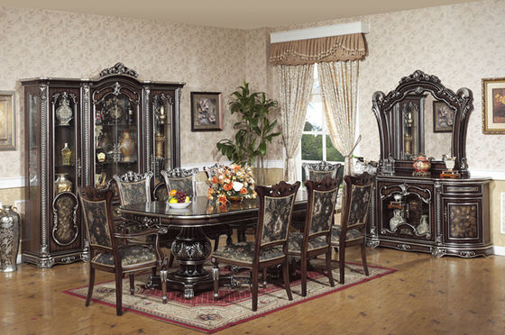 Euro Luxury Wood Dining Room Sets 10 People Big Size Fancy Kitchen Table