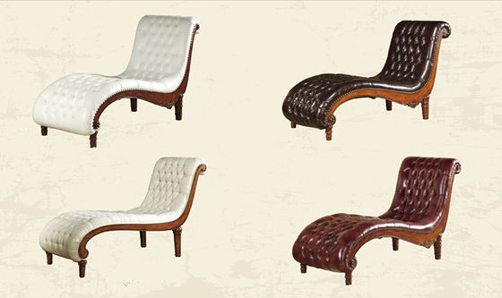 Cafe European Luxury Modern Leather Tufted Chaise Lounge Sofa Chair
