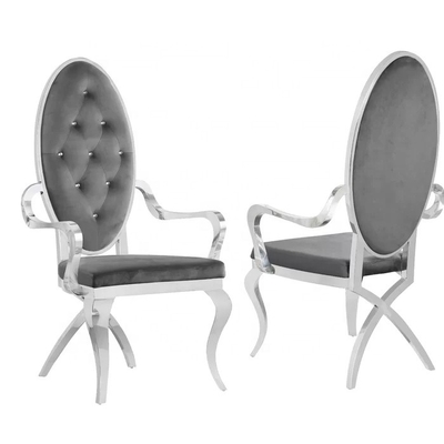 स्टेनलेस स्टील फ्रेम Tufted डाइनिंग आर्मचेयर