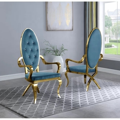 स्टेनलेस स्टील फ्रेम Tufted डाइनिंग आर्मचेयर