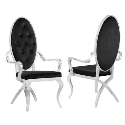 स्टेनलेस स्टील फ्रेम Tufted डाइनिंग आर्मचेयर