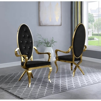 स्टेनलेस स्टील फ्रेम Tufted डाइनिंग आर्मचेयर