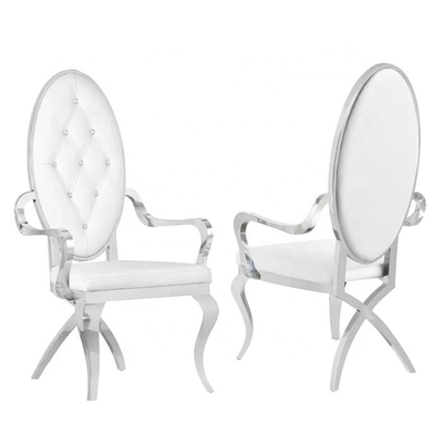 स्टेनलेस स्टील फ्रेम Tufted डाइनिंग आर्मचेयर